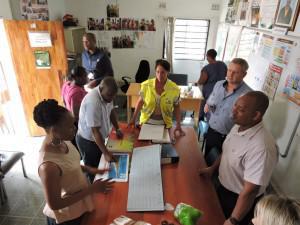 Representatives from Making All Voices Count, Durban University of Technology, Siyaleader and eThekwini municipality meet with War Room Caregivers at the project’s launch