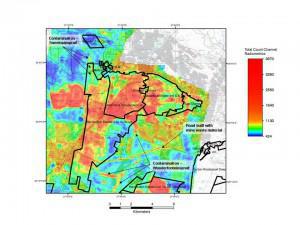 An airborne radiometric survey of the West Rand and Far West Rand was done for the Department of Water and Forestry by the Council of Geoscience. Interpretation of the data show many of the residential areas fall within areas of high risk of radioactivity contamination. Ref. Department of Minerals and Energy. Regional Mine Closure Strategy for the West Rand goldfield. 2008